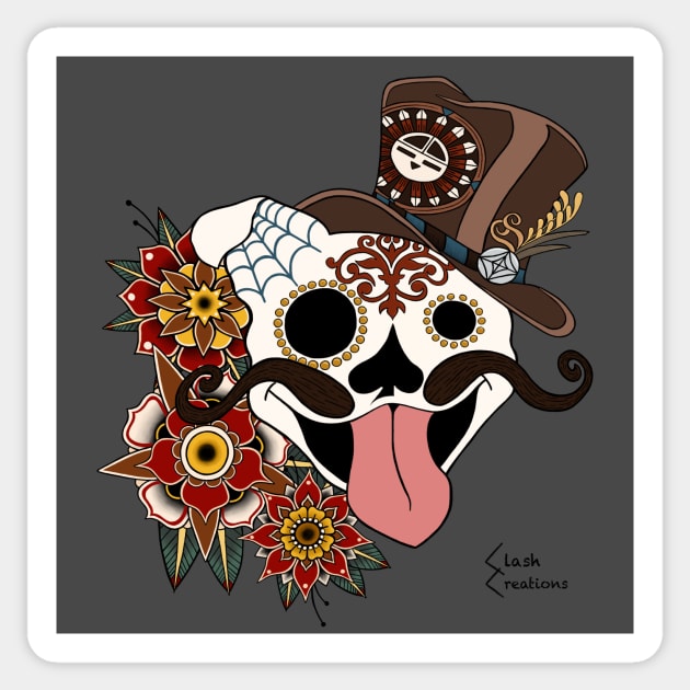 Western Sugar Skull Sticker by Clash Creations